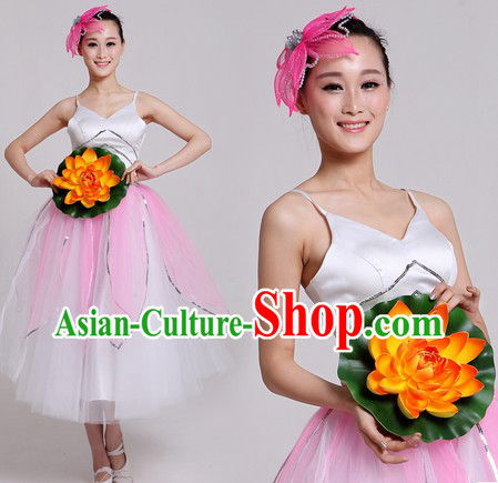 Chinese Classical Flower Dance Clothes and Headpiece for Women