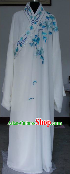 Ancient Chinese Opera White Long Sleeve Robe for Men