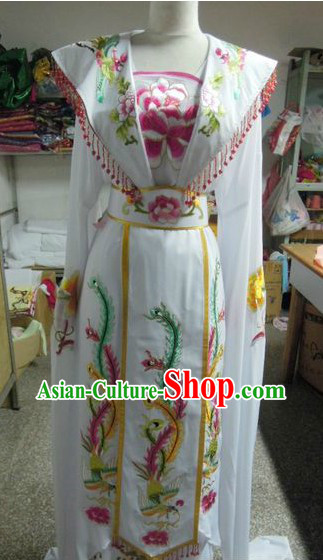 Ancient Chinese White Phoenix Embroidery Costumes for Women