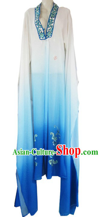 Ancient Chinese Opera White to Blue Transition Robe for Women