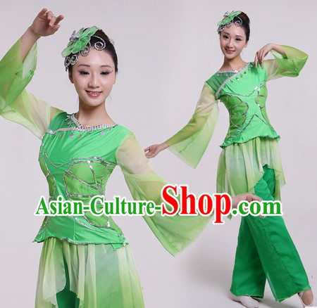 Chinese Classical Lotus Dance Costumes and Headpiece for Women
