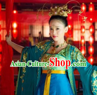 Ancient Chinese Palace Dance Costumes and Hair Accessories