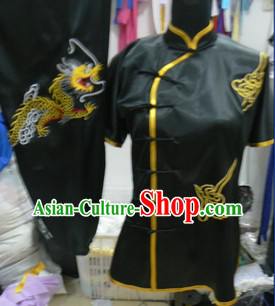 Traditional Chinese Black Silk Tai Chi Uniforms for Women