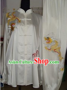Traditional Chinese White Silk Kung Fu Championship Clothing