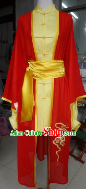 Traditional Chinese Red Gong Fu Costumes, Pants and Veil