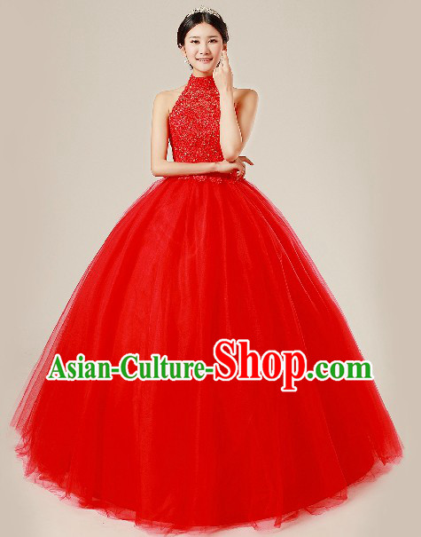 Traditional Chinese Classical Red Wedding Veil for Brides