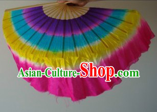 Rainbow Color Chinese Silk Dance Fan