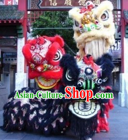Traditional Chinese Red, Black and Golden Lion Dancing Costumes Three Sets