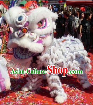 White Classical Competition and Performance Lion Dance Clothes Complete Set