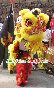 Red and Golden Performance and Parade Lion Dance Costume Complete Set