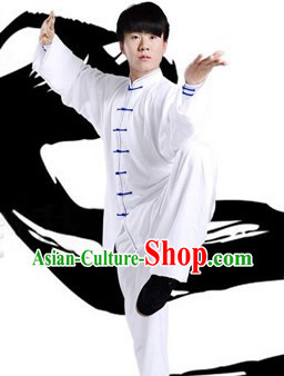 Traditional Chinese Pure White Taiji and Gongfu Outfit for Men