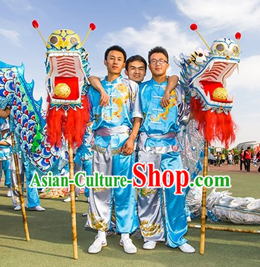 Blue and White Dragon Dancer Costume for Men or Women