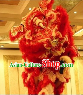 Traditional Chinese Old Style Red Business Opening Lion Dance Equipment Complete Set