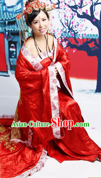Luxury Ancient Traditional Chinese Red Wedding Dress for Brides