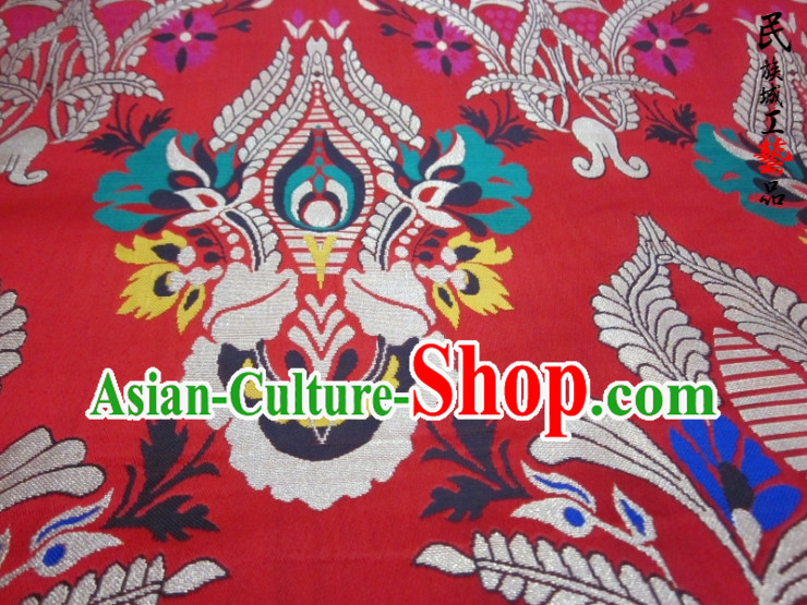 Red Traditional Chinese Tibetan Robe Clothing Fabric