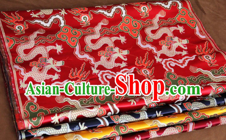 Red Traditional Chinese Dragon Pattern Tibetan Cloth Fabric