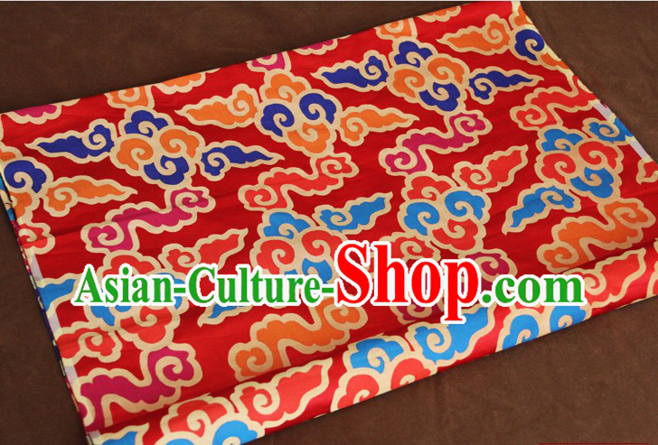 Red Traditional Chinese Cloud Tibetan Fabric