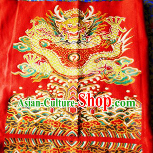 Red Traditional Chinese Tibetan Dragon Fabric