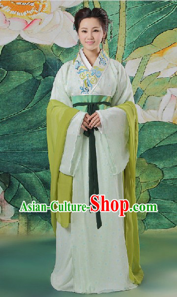 Ancient Chinese Light Green Beauty Clothing Complete Set for Women