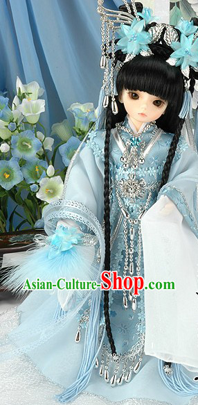 Light Blue Traditional Chinese Costumes for Kids