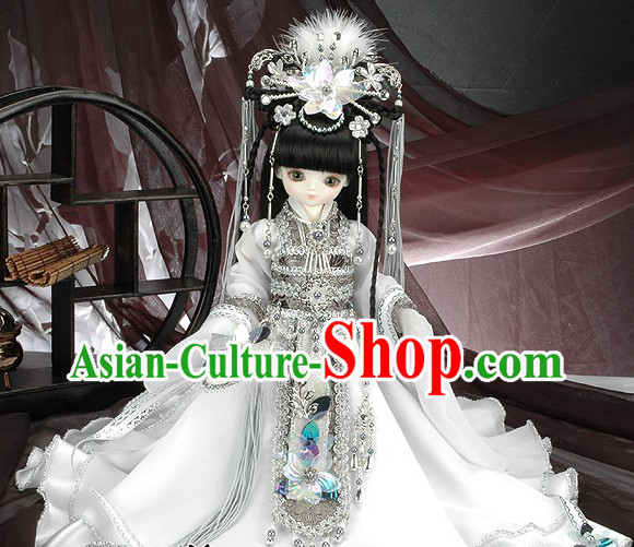 Pure White China Princess Cosplay Complete Set for Kids