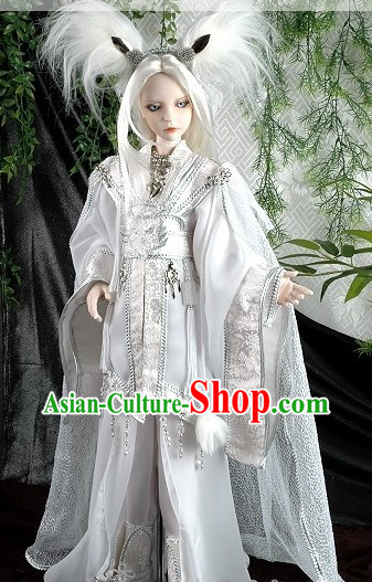 White Ancient Chinese Cosplay Costumes and Feather Accessories for Adults
