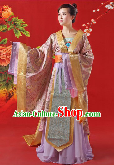 Ancient Chinese Tang Dynasty Princess Clothes and Hair Accessories Complete Set