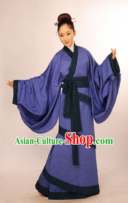 Ancient Chinese Blue Guzhuang Hanfu Garments for Girls