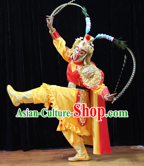 Traditional Chinese Monkey King Sun Wukong Mask Changing Costumes and Helmet