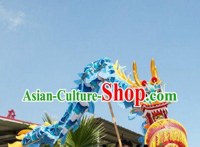 4 Meters Blue Traditional Dragon Dance Costume for Three to Four Infants School Children