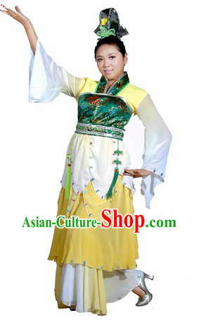 Ancient Chinese Classical Dancing Jasmine Flower Dance Costumes and Hair Accessories