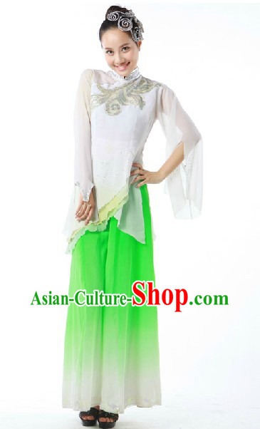 Traditional Chinese Classical Dancing Jasmine Flower Mo Li Hua Dance Costume and Headpieces