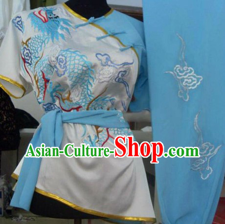 Short Sleeves Embroidered Dragon Kung Fu Shirt and Pants