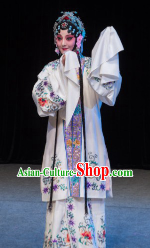 Traditional Beijing Opera White Huadan Embroidered Costumes