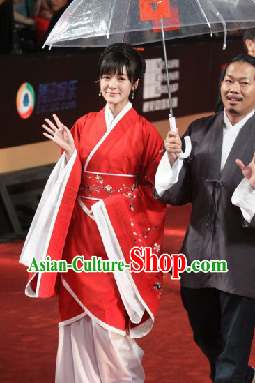 Worldwide Free Shipping Ancient Red Plum Blossom Han Princess Clothing Complete Set