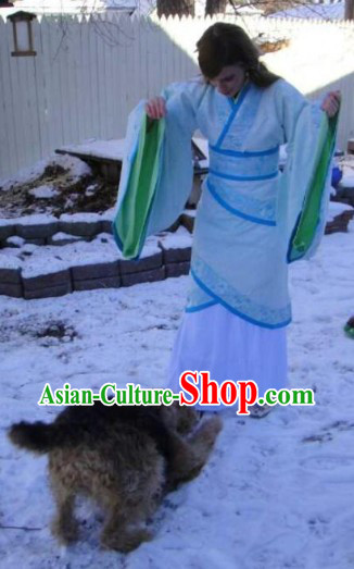 Ancient Chinese White Han Dynasty Clothes Complete Set for Women