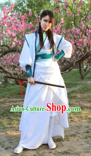 Ancient Chinese White Swordsman Costumes Unisex Free Worldwide Shipping