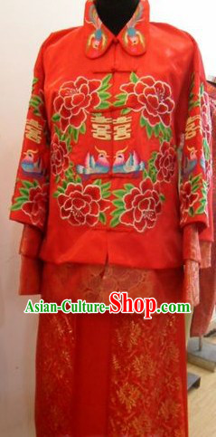 Traditional Chinese Wedding Blouse and Skirt for Brides
