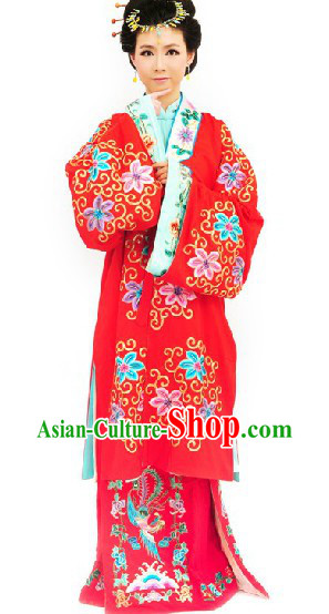 Traditional Chinese Beijing Opera Embroidered Qing Yi Costumes and Headpiece for Women