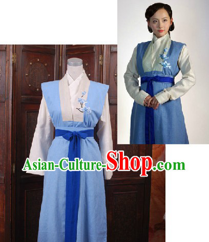 Ancient Chinese Ming Dynasty Qing Cheng Xue Embroidered Flower Han Fu Clothing for Women
