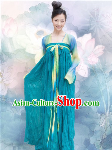 Ancient Chinese Blue Tang Dynasty Imperial Palace Clothing for Women