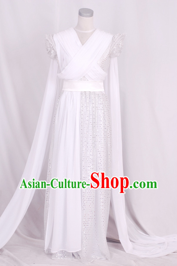 Ancient Chinese Legend White Fairy Costumes for Women