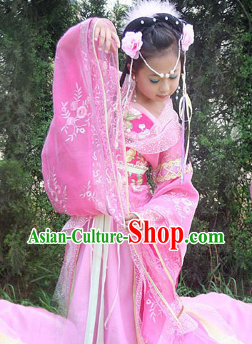 Traditional Chinese Imperial Pink Princess Outfit for Kids