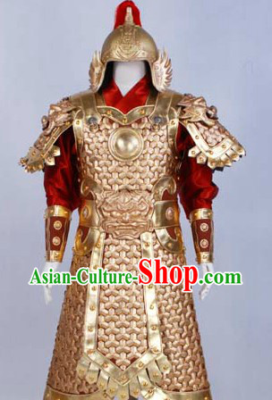 Huang Jin Jia Movie and Television Play General Armor Costumes and Helmet for Men