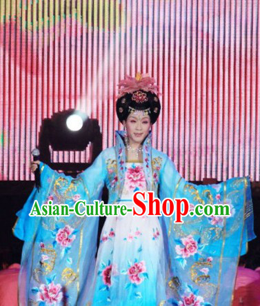 Chinese Classical Blue Yang Guifei Opera Stage Performance Clothing Suit