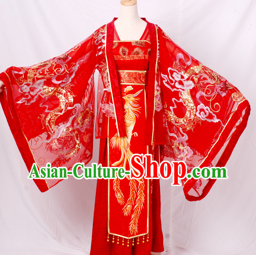 Ancient Traditional Chinese Han Dynasty Wedding Dresses Complete Set