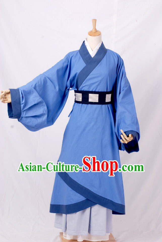 Ancient Traditional Blue Han Fu Robe for Men