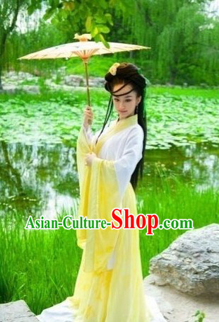 Yellow Traditional Ancient Chinese Lady Clothes