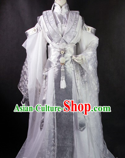Ancient Chinese White Prince Clothes Complete Set for Men