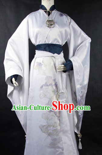 Ancient Chinese White Cosplay Robes for Men